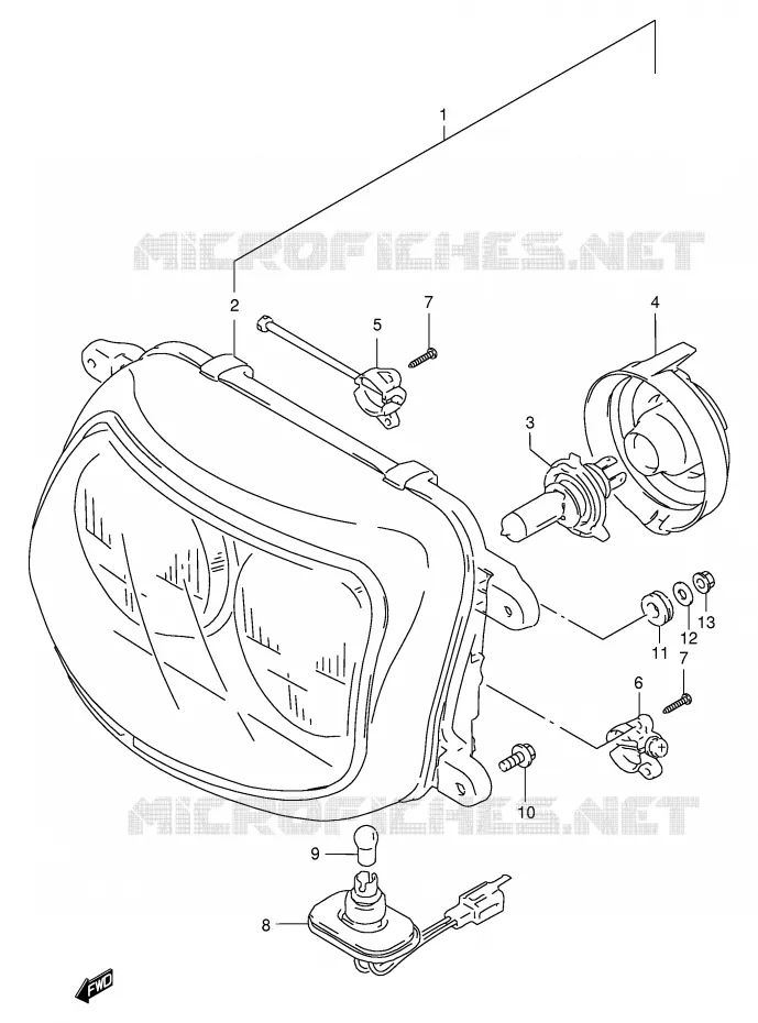 KOPLAMP (MODELE L/M/N) Suzuki MOTO 400 GSX-R 1990  GSX-R400RL(E30)