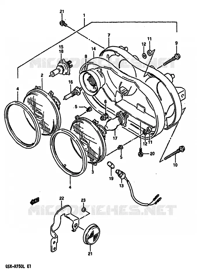 KOPLAMP (MODELE L) Suzuki MOTO 750 GSX-R 1988  GSX-R750J(J/K/L)