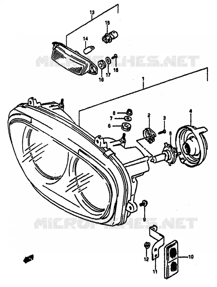 KOPLAMP (MODELE M) Suzuki MOTO 1100 GSX-R 1992  GSX-R1100 N (M/N)