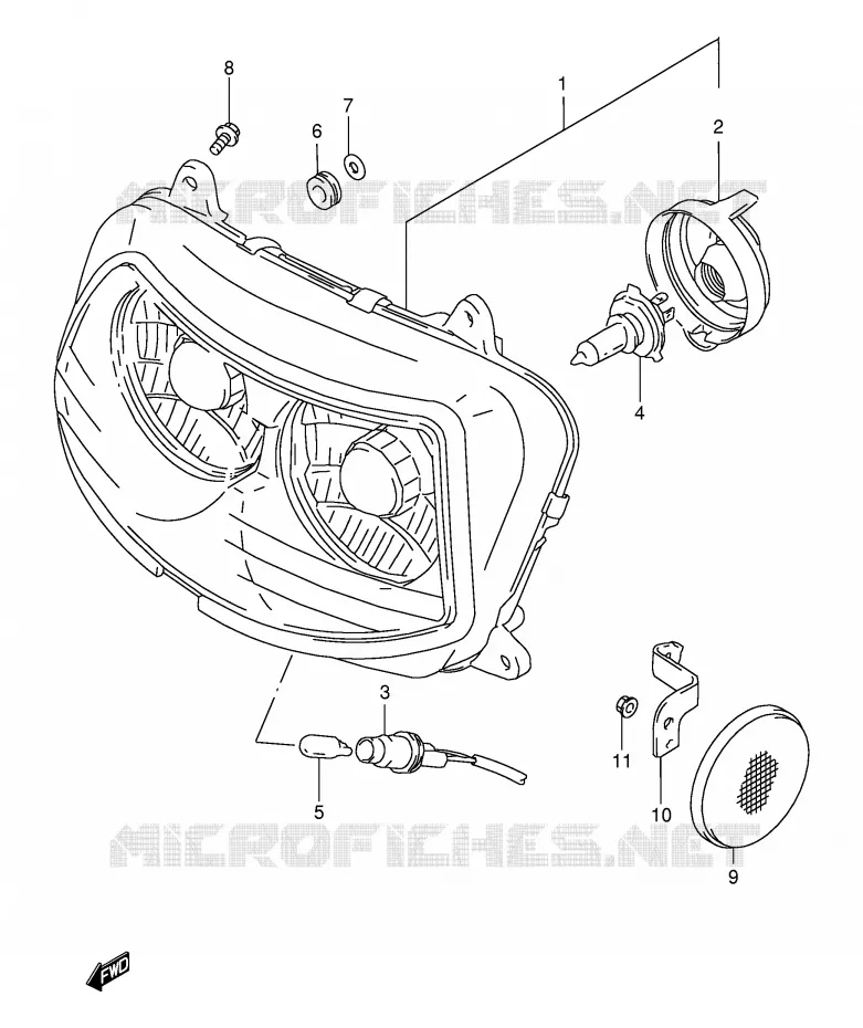 KOPLAMP (MODELE T/V/W) Suzuki MOTO 1100 GSX-R 1993  GSX-R1100WP(E2)
