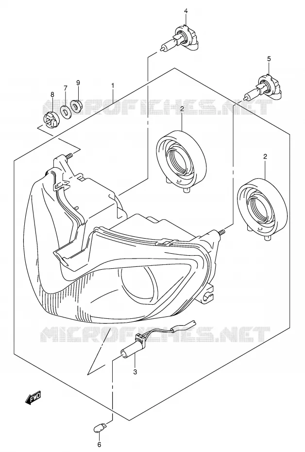 KOPLAMP (NOTE) Suzuki MOTO 600 BANDIT 2001  GSF600SK1(E2)