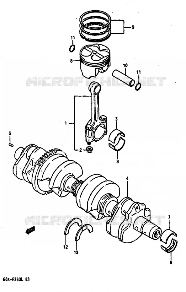 KRUKAS (MODELE J/K) Suzuki MOTO 750 GSX-R 1988  GSX-R750J(J/K/L)