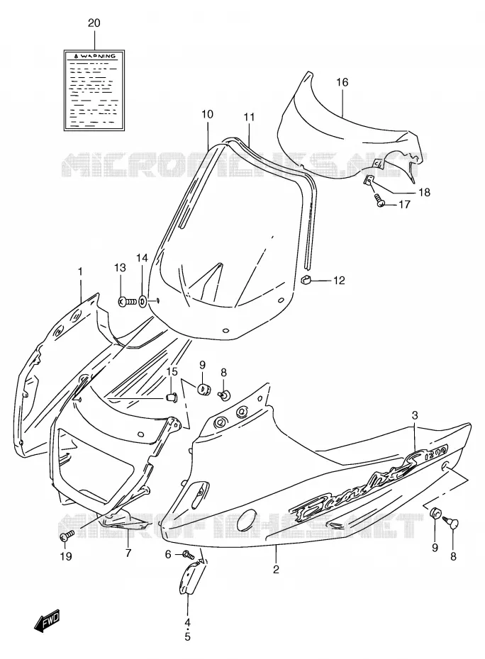 KUIP - ETIKETTEN (GSF1200SW/SAW) Suzuki MOTO 1200 BANDIT 1996  GSF1200T(E2)