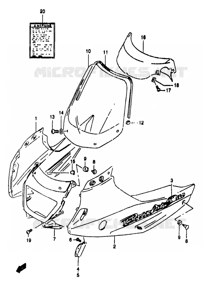 KUIP - ETIKETTEN (GSF1200SW/SAW) Suzuki MOTO 1200 BANDIT 2000  GSF1200SAY(T/V/W/X/Y)