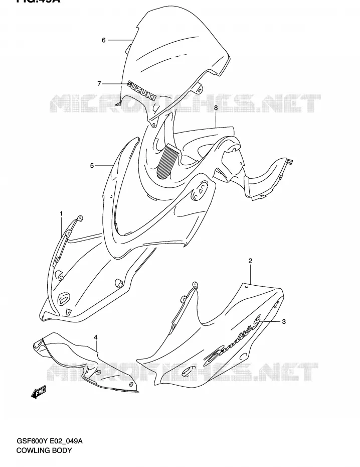KUIP - ETIKETTEN (GSF600SK2/SUK2) Suzuki MOTO 600 BANDIT 2004  GSF600SUK4(E2)