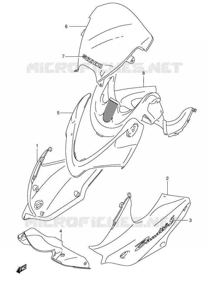 KUIP - ETIKETTEN (GSF600SK3/SUK3) Suzuki MOTO 600 BANDIT 2002  GSF600SUK2(E2)