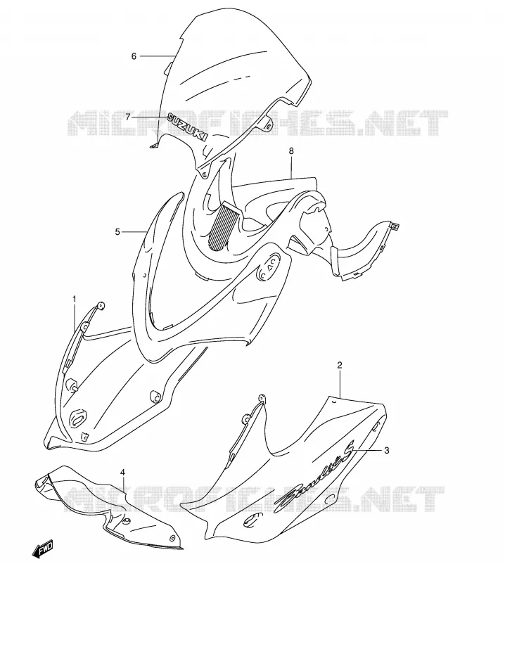 KUIP - ETIKETTEN (GSF600SK4/SUK4) Suzuki MOTO 600 BANDIT 2002  GSF600SK2(E2)