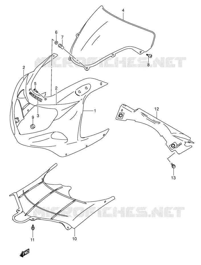 KUIP - ETIKETTEN (GSX-R600K3) Suzuki MOTO 600 GSX-R 2001  GSX-R600K1(E2)