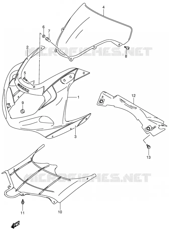 KUIP - ETIKETTEN (GSX-R600ZK3) Suzuki MOTO 600 GSX-R 2001  GSX-R600U1K1(E2)