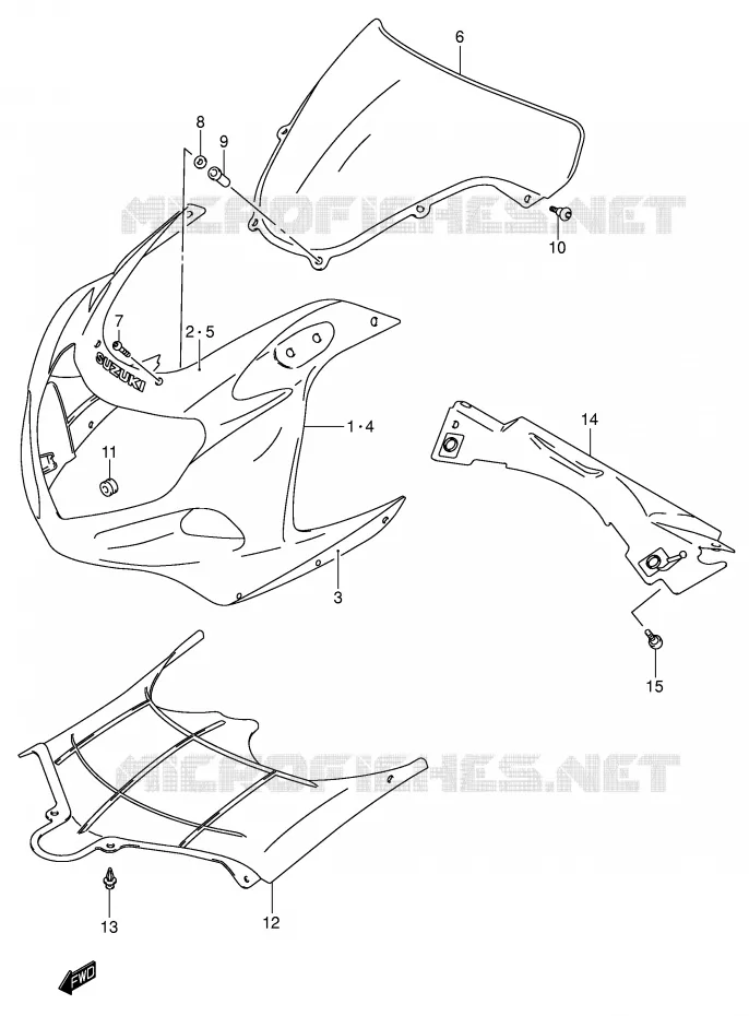 KUIP - ETIKETTEN (MODELE K1) Suzuki MOTO 600 GSX-R 2003  GSX-R600ZK3(E2)