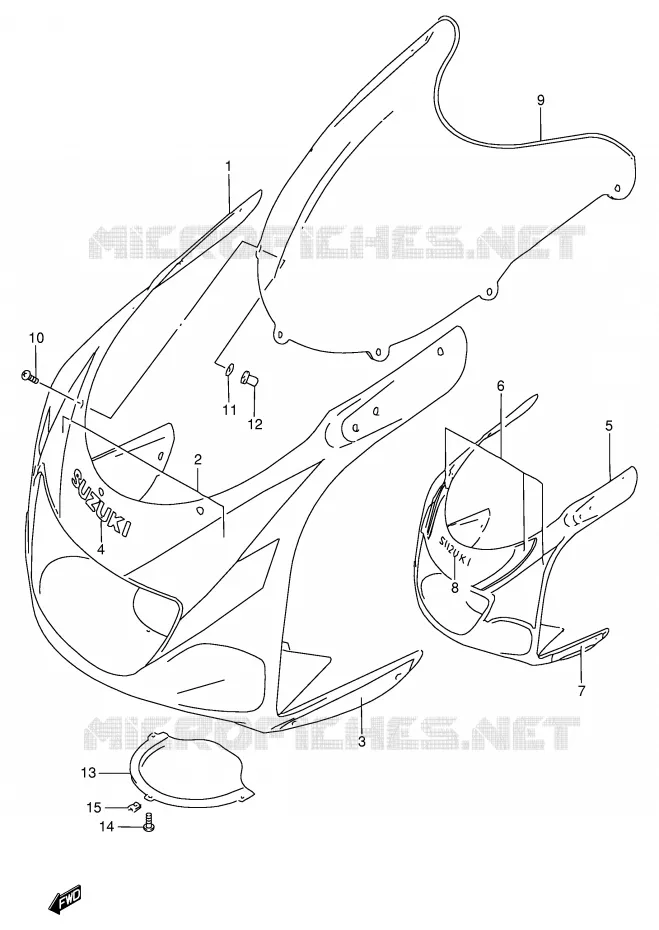 KUIP - ETIKETTEN (MODELE V) Suzuki MOTO 750 GSX-R 1997  GSX-R750V(E2)