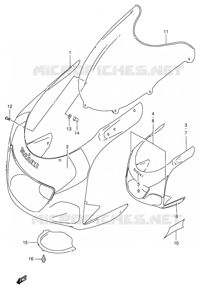 KUIP - ETIKETTEN (MODELE X) Suzuki MOTO 750 GSX-R 1999  GSX-R750X(E2)