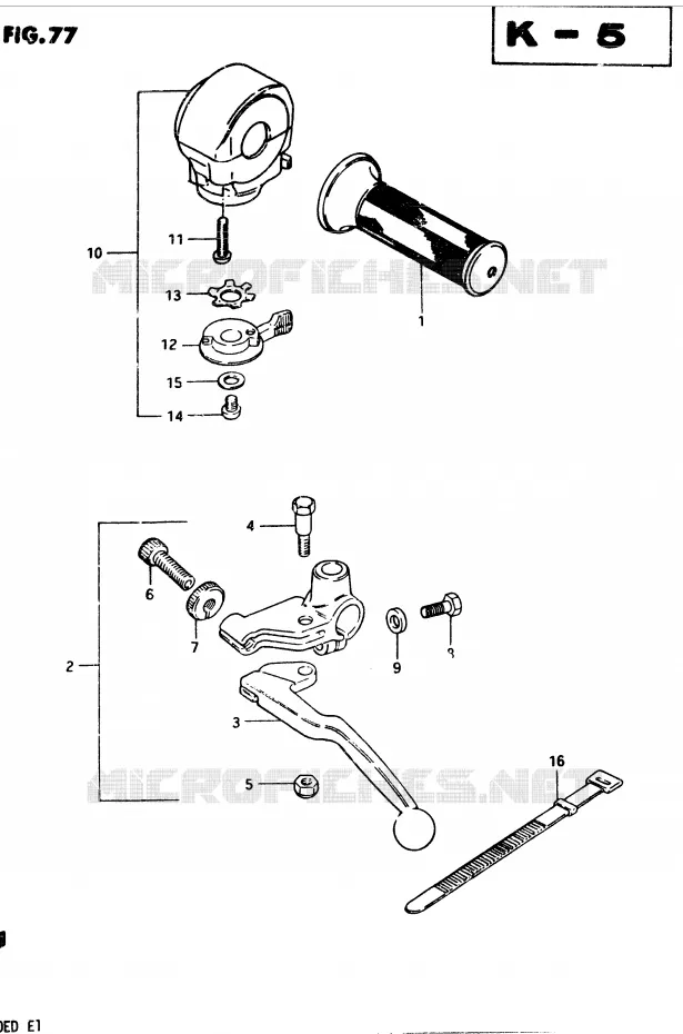 LINKER HANDGREEP (MODELE D) Suzuki MOTO 250 GSX 1982  GSX250Z(Z/D)