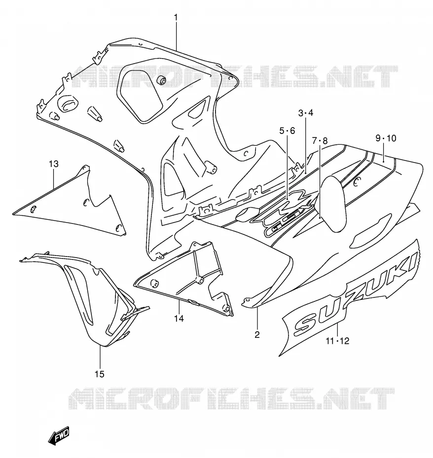 ONDER COWLING (GSX-R600K3) Suzuki MOTO 600 GSX-R 2003  GSX-R600U2K3(E2)