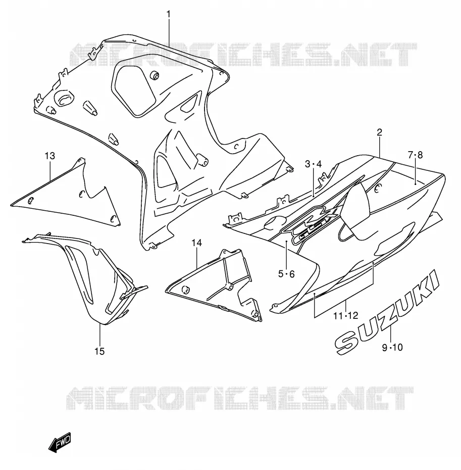 ONDER COWLING (MODELE K1) Suzuki MOTO 600 GSX-R 2002  GSX-R600U1K2(E2)