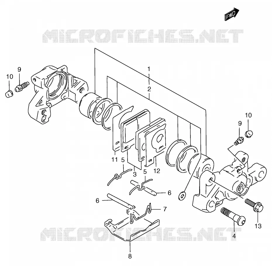 REAR CALIPER (GSF1200T/V/W/X/Y/ST/SV/SW/SX/SY) Suzuki MOTO 1200 BANDIT 1997  GSF1200SV(E2)