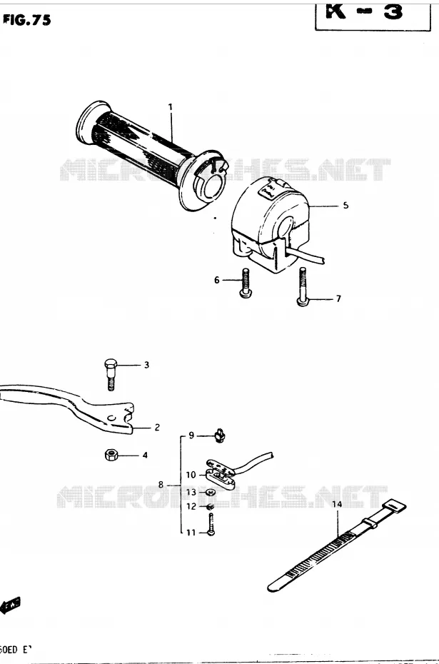 RIGHT SWITCH - HANDGREEP (MODELE D) Suzuki MOTO 250 GSX 1982  GSX250EZ(Z/D)