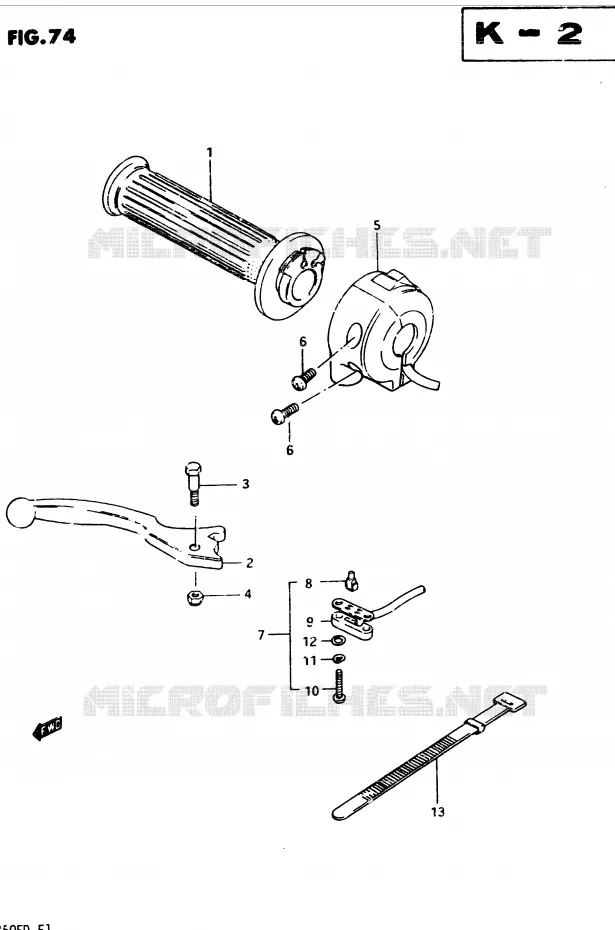 RIGHT SWITCH - HANDGREEP (MODELE Z) Suzuki MOTO 250 GSX 1982  GSX250EZ(Z/D)