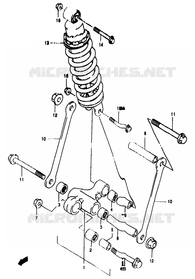 SCHOKBREKER AANEENSCHAKELING (GSF1200T/V/W/X/Y/ST/SV/SW/SX/SY) Suzuki MOTO 1200 BANDIT 2000  GSF1200Y(T/V/W/X/Y)