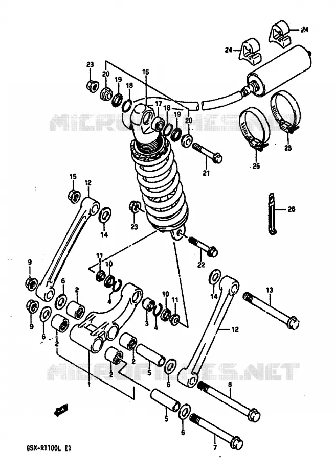 SCHOKBREKER AANEENSCHAKELING (MODELE K) Suzuki MOTO 1100 GSX-R 1989  GSX-R1100K(K/L)