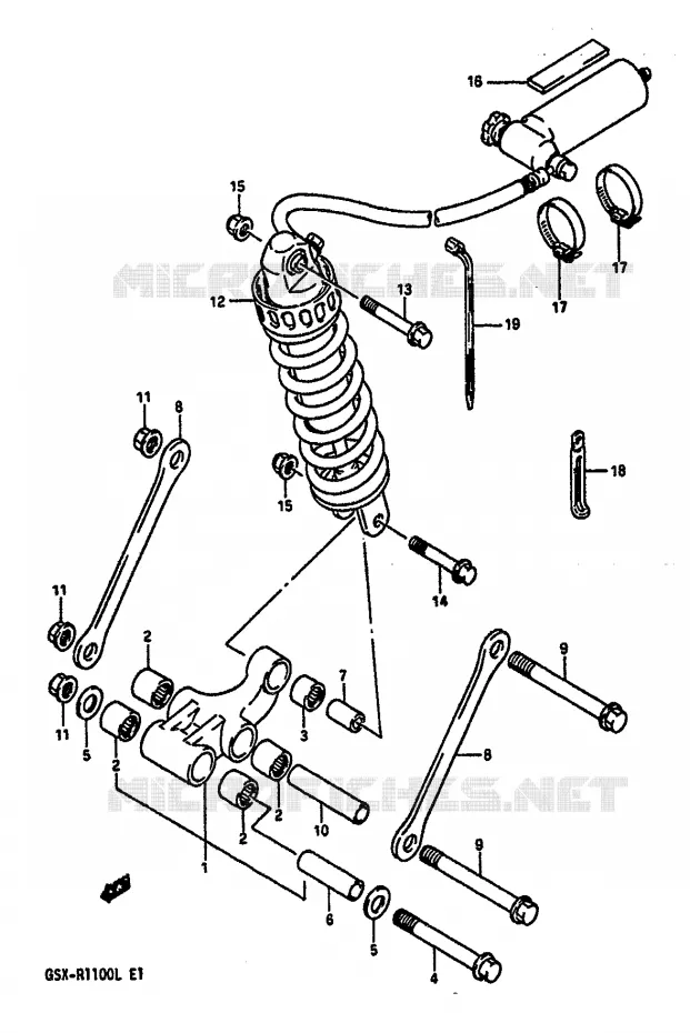 SCHOKBREKER AANEENSCHAKELING (MODELE L) Suzuki MOTO 1100 GSX-R 1990  GSX-R1100L(K/L)