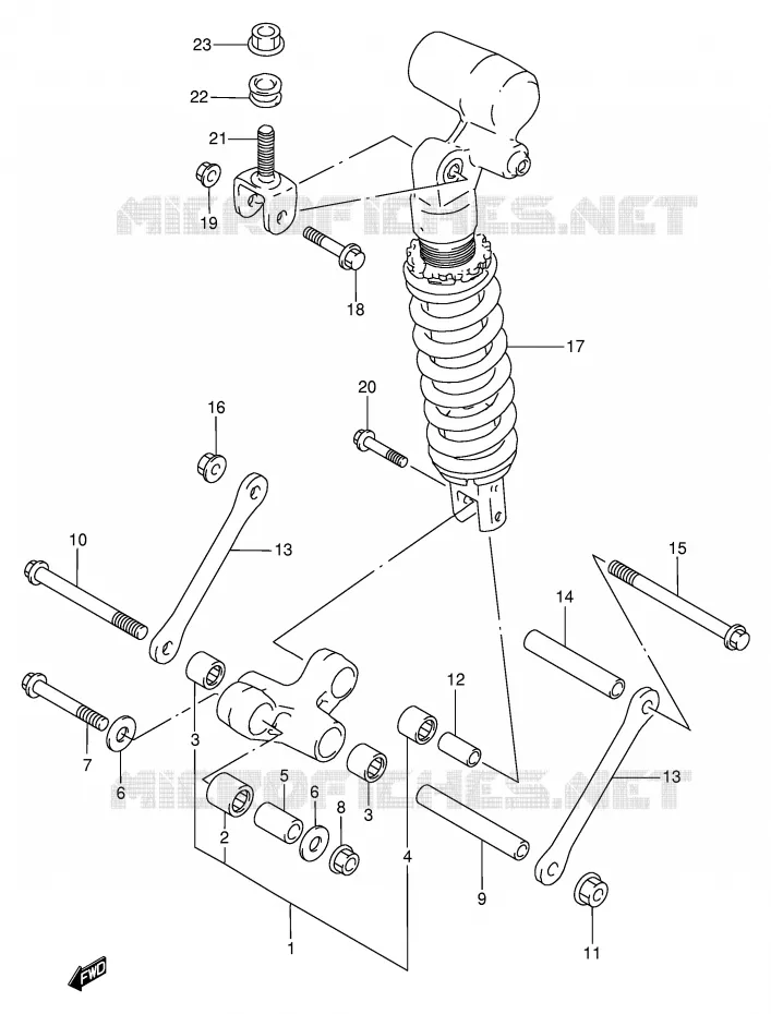 SCHOKBREKER AANEENSCHAKELING (MODELE T) Suzuki MOTO 750 GSX-R 1996  GSX-R750T(E2)