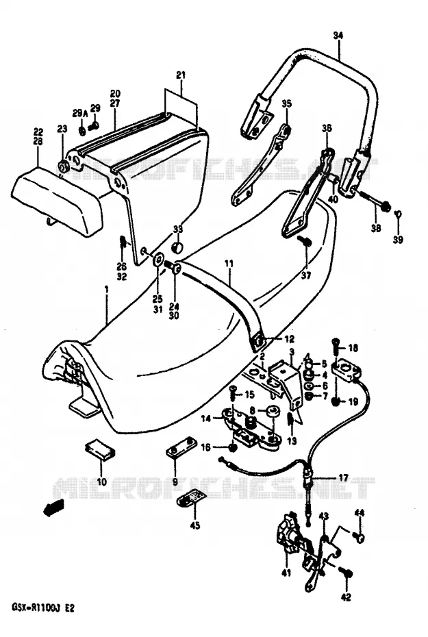 SEAT (MODELE G/H) Suzuki MOTO 1100 GSX-R 1988  GSX-R1100J(G/H/J)