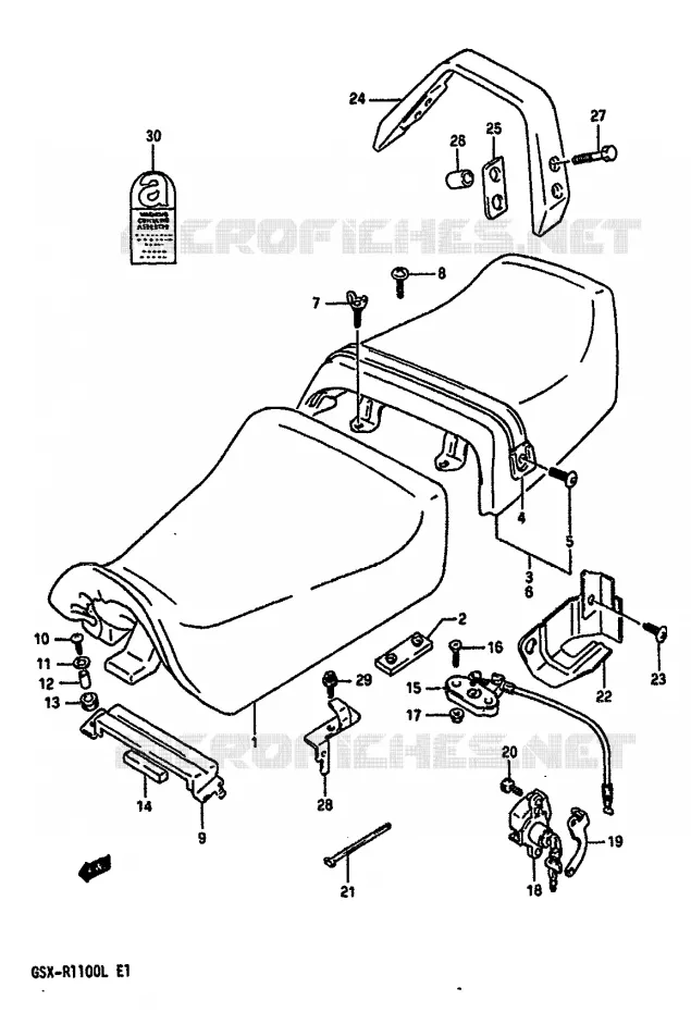 SEAT (MODELE L) Suzuki MOTO 1100 GSX-R 1990  GSX-R1100L(K/L)