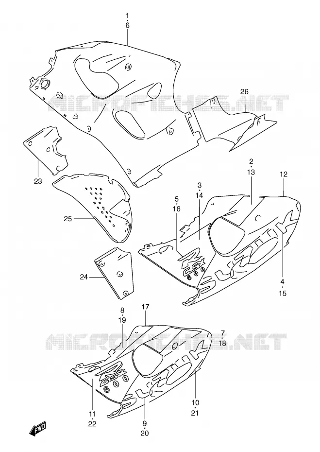 SIDE KUIP (MODELE W) Suzuki MOTO 600 GSX-R 1997  GSX-R600V(E2)