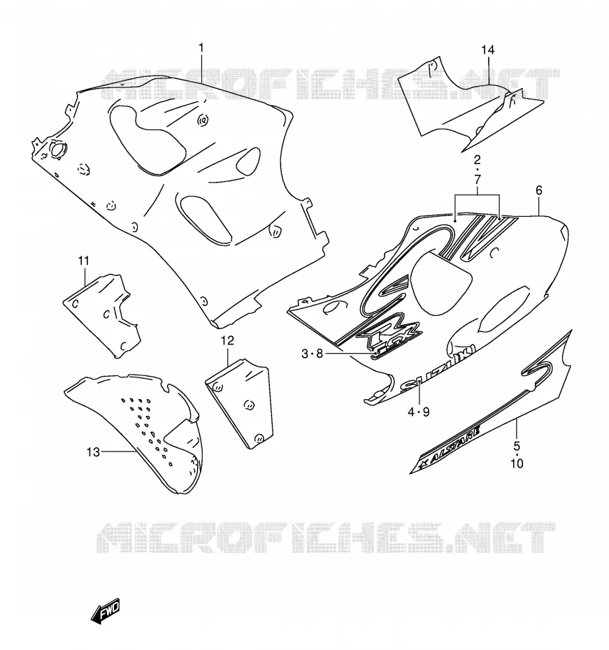 SIDE KUIP (MODELE Y FOR BP6) Suzuki MOTO 600 GSX-R 2000  GSX-R600Y(E2)