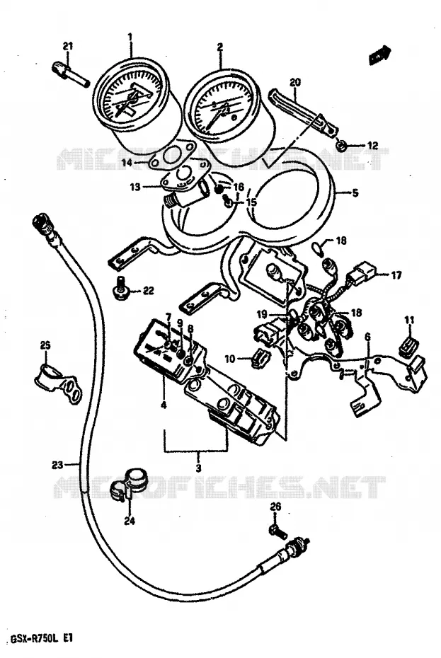 SNELHEIDSMETER (MODELE J/K) Suzuki MOTO 750 GSX-R 1990  GSX-R750L(J/K/L)