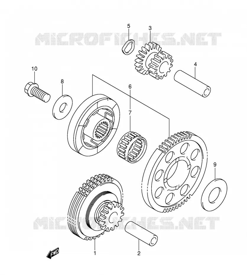 STARTMOTOR CLUTCH (MODELE K3) Suzuki MOTO 1300 HAYABUSA 2001  GSX1300RU1K1(E2)