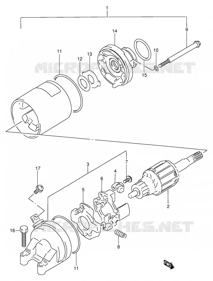 STARTMOTOR Suzuki MOTO 250 GSX 1993  GSX250FP(E24)