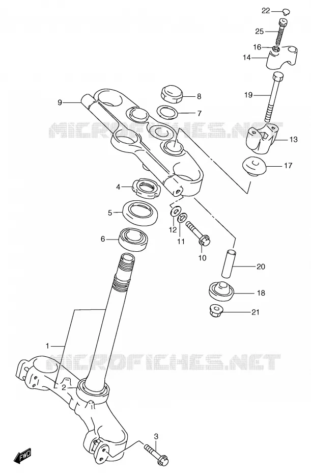 STUURKOLOM (GSF1200SAV/SAW/SAX/SAY) Suzuki MOTO 1200 BANDIT 1999  GSF1200X(E2)