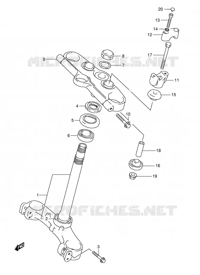 STUURKOLOM (GSF1200ST/SV/SW/SX/SY) Suzuki MOTO 1200 BANDIT 1996  GSF1200ST(E28)