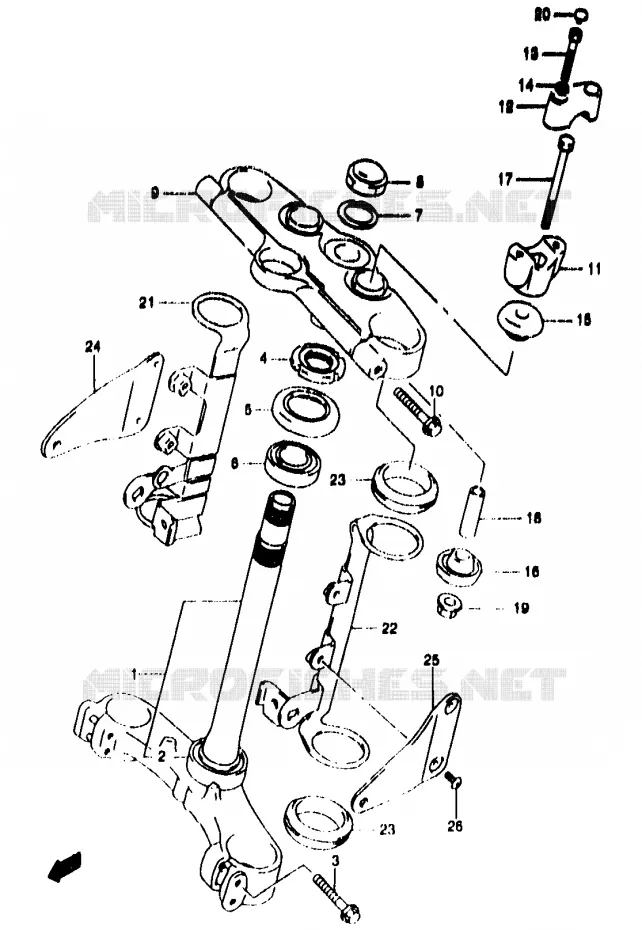 STUURKOLOM (GSF1200T/V/W/X/Y/ST/SV/SW/SX/SY) Suzuki MOTO 1200 BANDIT 1997  GSF1200V/GSF1200SV/GSF1200SAV