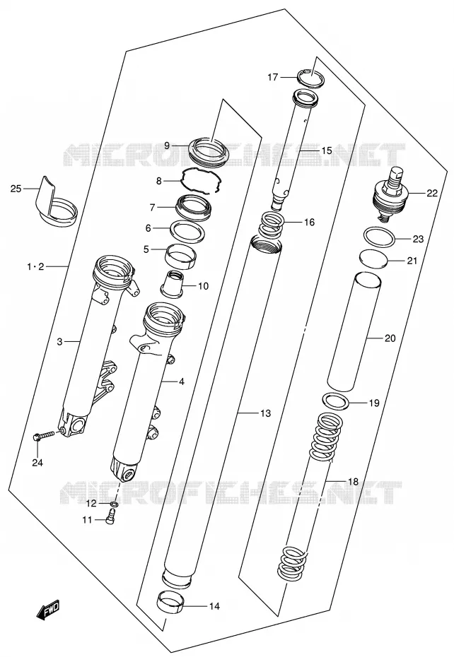 VOORVORK (GSF650SK5/SUK5/SAK5/SUAK5/SK6/SUK6/SAK6/SUAK6) Suzuki MOTO 650 BANDIT 2005  GSF650SUK5(E2)