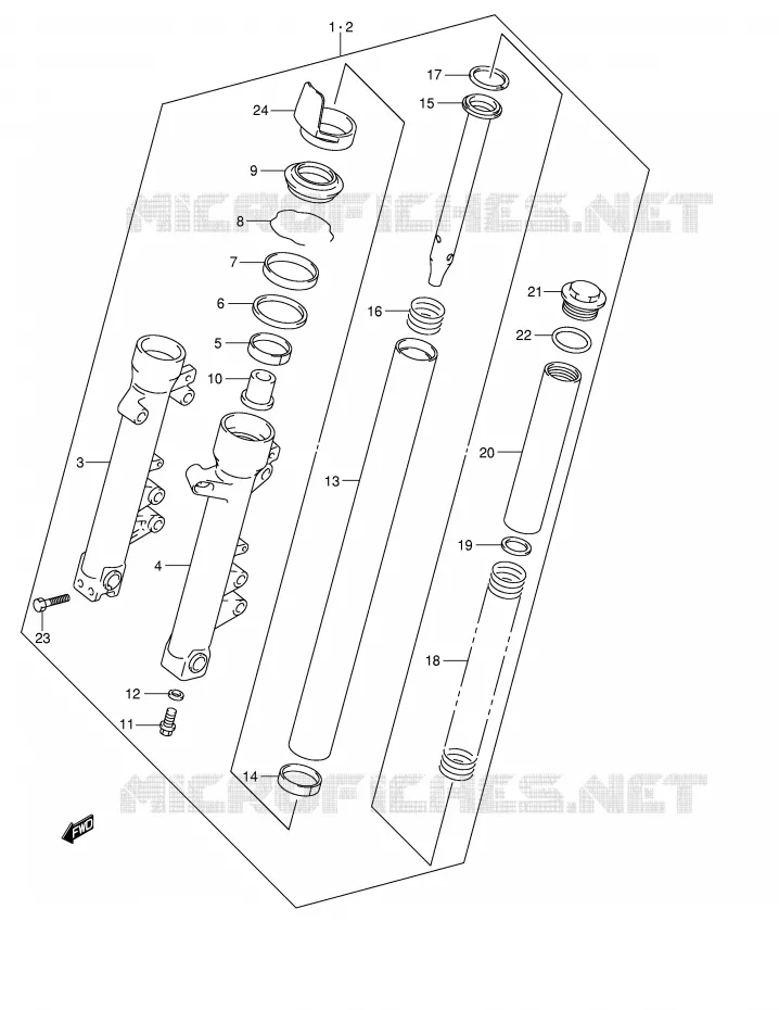 VOORVORK (MODELE Y/K1/K2) Suzuki MOTO 600 BANDIT 2000  GSF600SUY(E2)