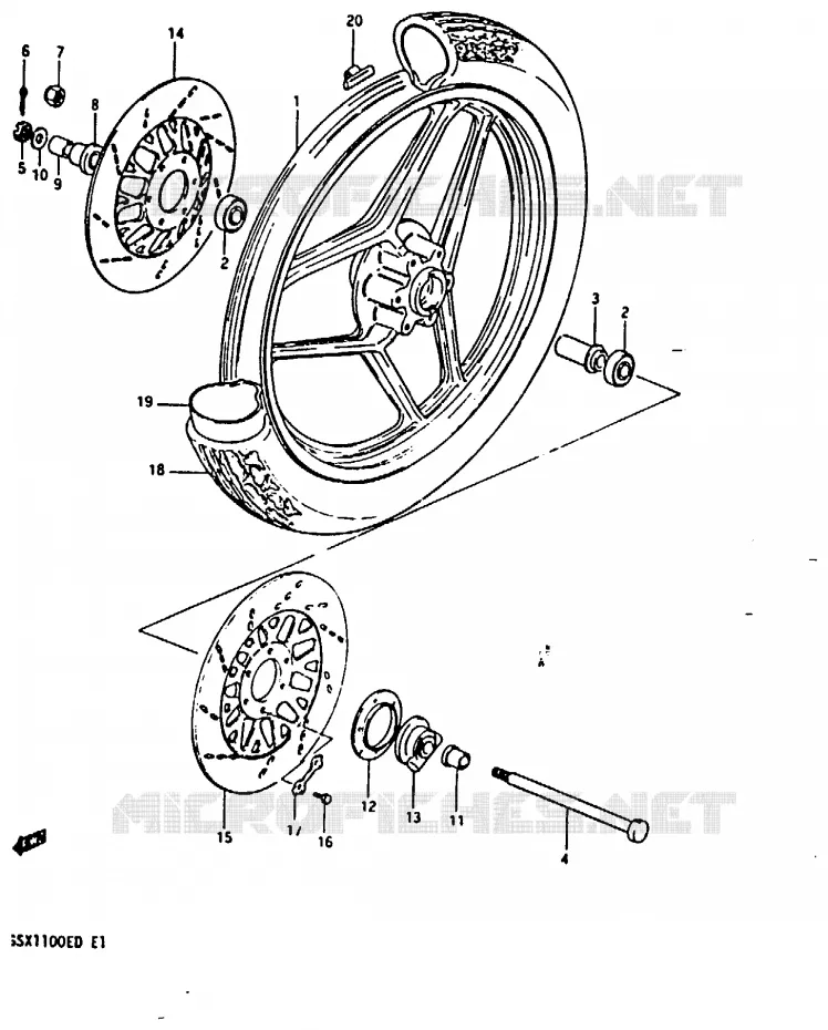 VOORWIEL (GSX1100ED/EXD/ESD) Suzuki MOTO 1100 GSX 1982  GSX1100Z(Z/D)