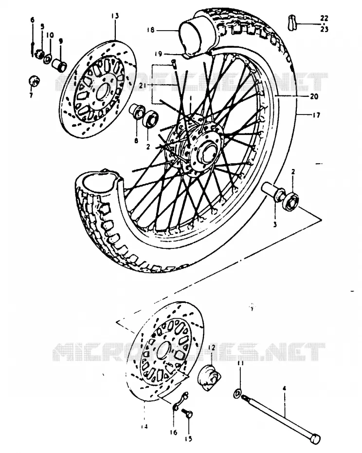 VOORWIEL (GSX1100T, GSX1100X) Suzuki MOTO 1100 GSX 1981  GSX1100X(T/X)