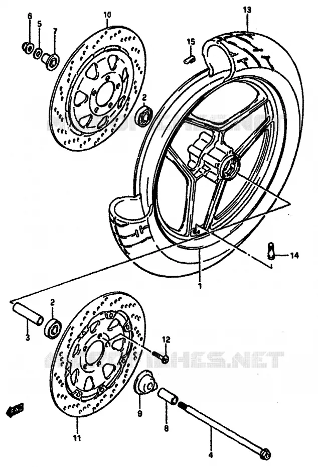 VOORWIEL (MODELE H) Suzuki MOTO 750 GSX-R 1987  GSX-R750H(F/G/H)