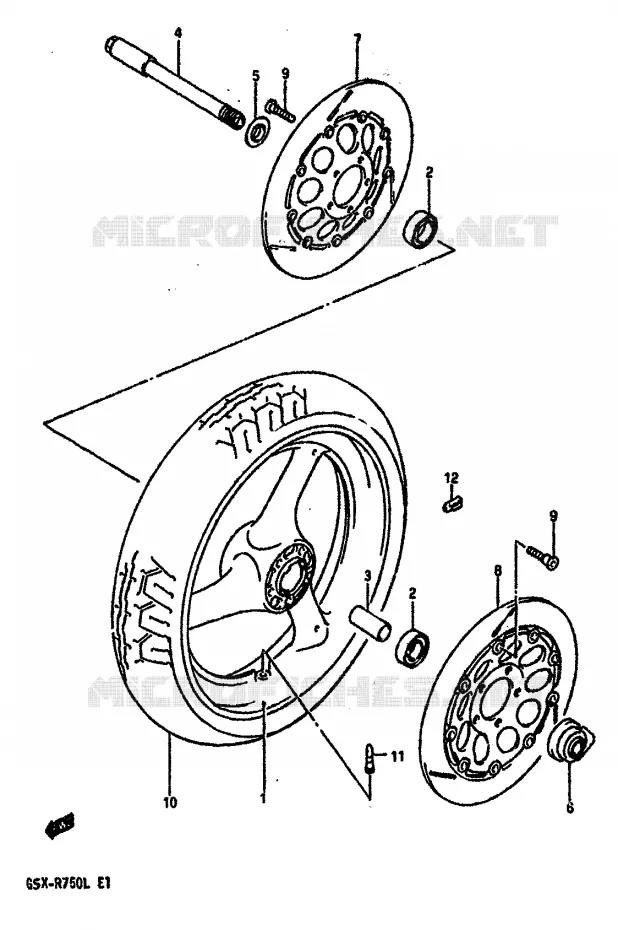 VOORWIEL (MODELE L) Suzuki MOTO 750 GSX-R 1988  GSX-R750J(J/K/L)