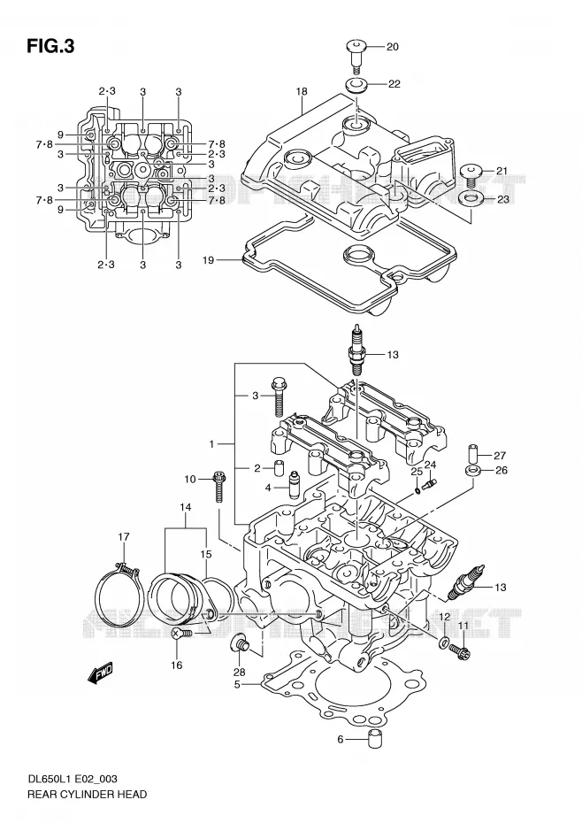 ACHTER CILINDERKOP Suzuki MOTO 650 V-STROM 2011  DL650AL1(E2)