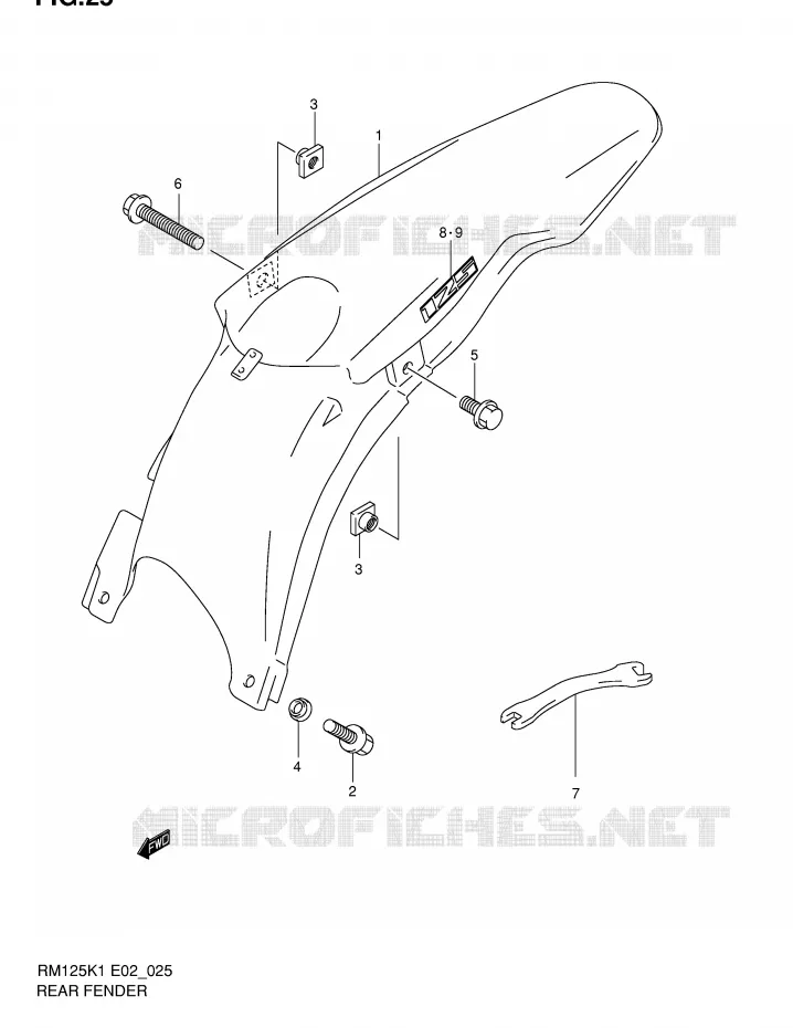 ACHTERSPATBORD Suzuki MOTO 125 RM 2002  RM125K2(E2)