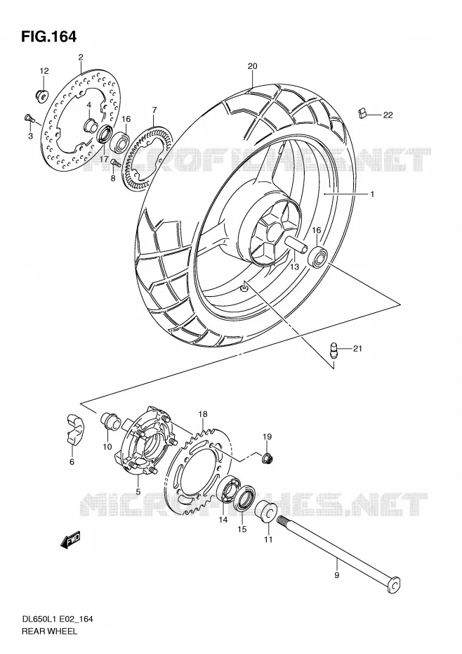 ACHTERWIEL (DL650AL1 E2) Suzuki MOTO 650 V-STROM 2011  DL650AL1(E2)