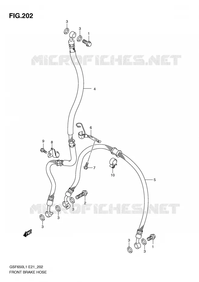 FRONT REMSLANG (GSF650SUL1 E21) Suzuki MOTO 650 BANDIT 2011  GSF650SL1(E21)