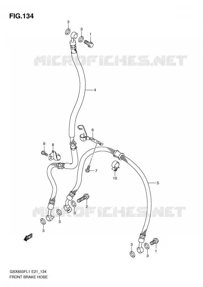 FRONT REMSLANG (GSX650FUL1 E24) Suzuki MOTO 650 GSX-F 2011  GSX650FUAL1(E21)