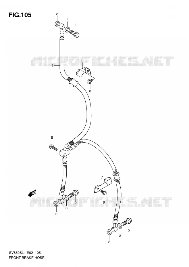 FRONT REMSLANG (SV650SUL1 E24) Suzuki MOTO 650 SV 2011  SV650SUL1(E2)