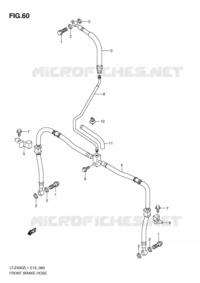 FRONT REMSLANG Suzuki QUAD 400 QUADSPORT 2011  LT-Z400L1(E19)