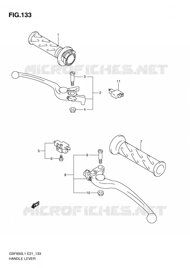HEFBOMEN - HANDGRIPS (GSF650SAL1 E21) Suzuki MOTO 650 BANDIT 2011  GSF650SL1(E21)
